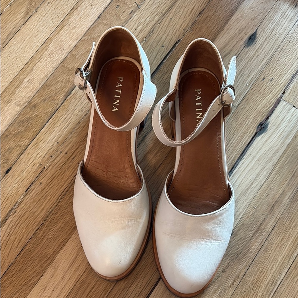 Portland Leather Cream Ankle Strap Heels